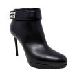 Shark Lock Stiletto Booties Luxury Designer By Givenchy In Black Calf Leather, Size: US 6.5 IT 36.5 Fashion