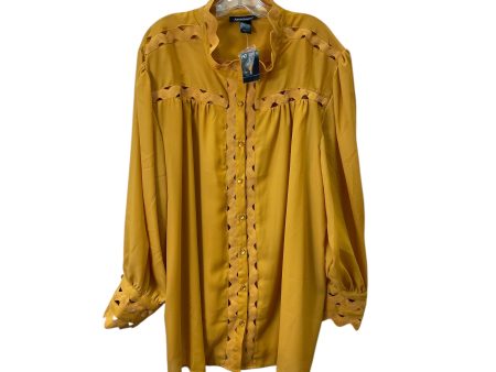 Top 3 4 Sleeve Basic By Ashley Stewart In Yellow, Size:4X Online Sale