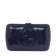 Soho Hard Case Patent Clutch Luxury Designer By Gucci In Navy, Size: Small For Discount