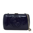 Soho Hard Case Patent Clutch Luxury Designer By Gucci In Navy, Size: Small For Discount