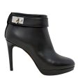 Shark Lock Stiletto Booties Luxury Designer By Givenchy In Black Calf Leather, Size: US 6.5 IT 36.5 Fashion