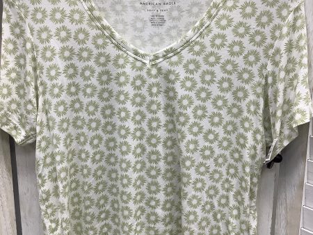 Green & White Top Short Sleeve Basic American Eagle, Size Xs Discount