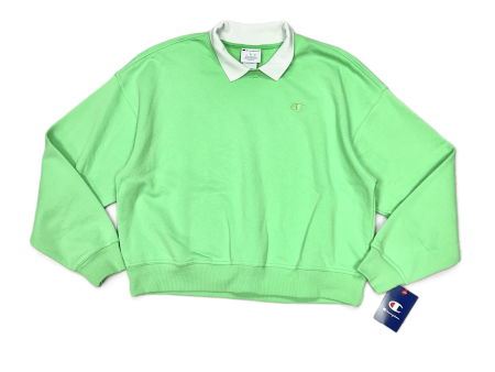 Athletic Sweatshirt Collar By Champion In Green & White, Size: L on Sale