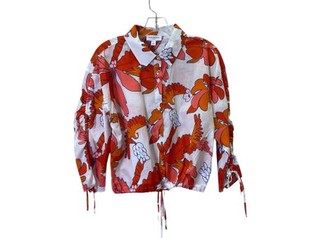 Blouse 3 4 Sleeve By Marc New York In Orange & White, Size:M For Discount