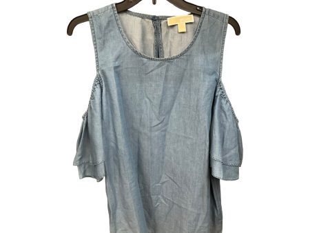 Blue Denim Top Short Sleeve Michael By Michael Kors, Size Xl For Sale